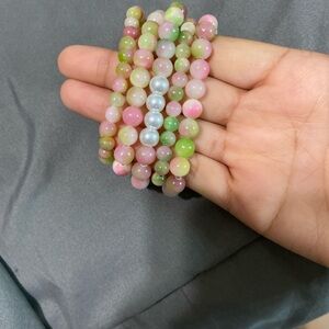4 bracelet bundle pink/green/pearl